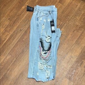 The Ragged Priest Blue Boyfriend Jeans Distressed